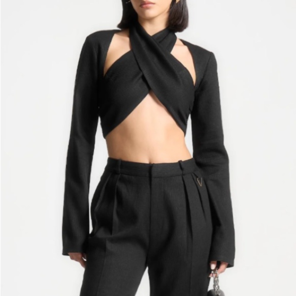 Manière De Voir- Wendy Linen Crossover Top and Bolero shrug